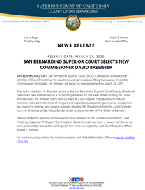 SBSC Selects New Commissioner David Brewster